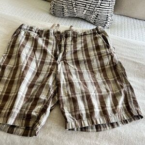 Brown Plaid Men's Shorts